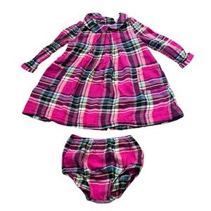 Ralph Lauren Plaid Cotton Twill Shirtdress & Bloomer Baby Girl's Size 18  Months